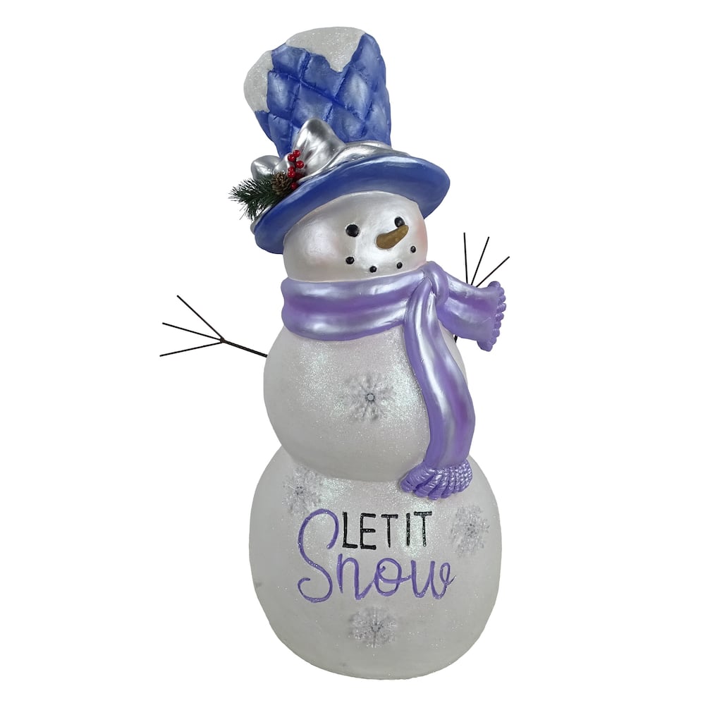 Lavender Winter "Let It Snow" Snowman Statue w/Fading LED -LG - 37" H