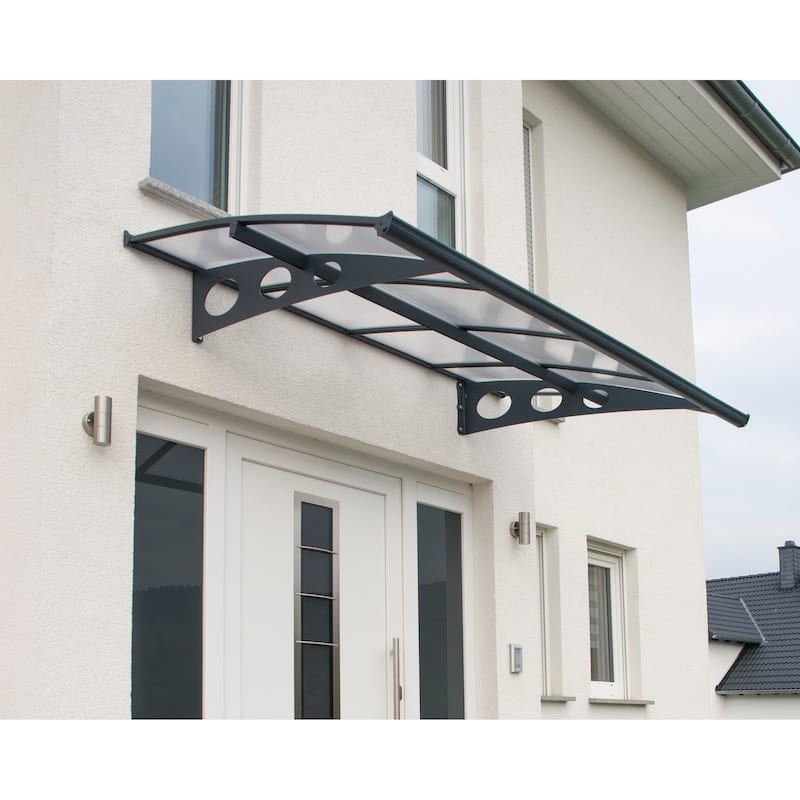 Herald 5 ft. Gray/Clear Door and Window Fixed Awning - 5ft. x 7ft.
