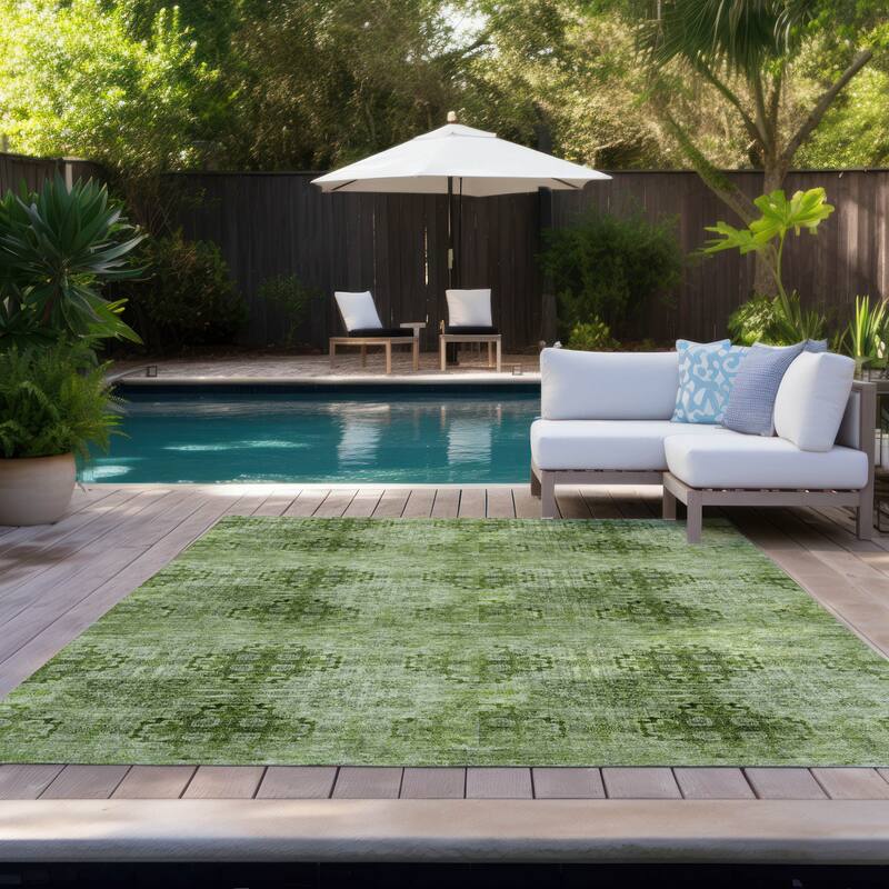 Almoro Graceful Floral Weather Resistant Timeless Fusion Runner Outdoor Rug