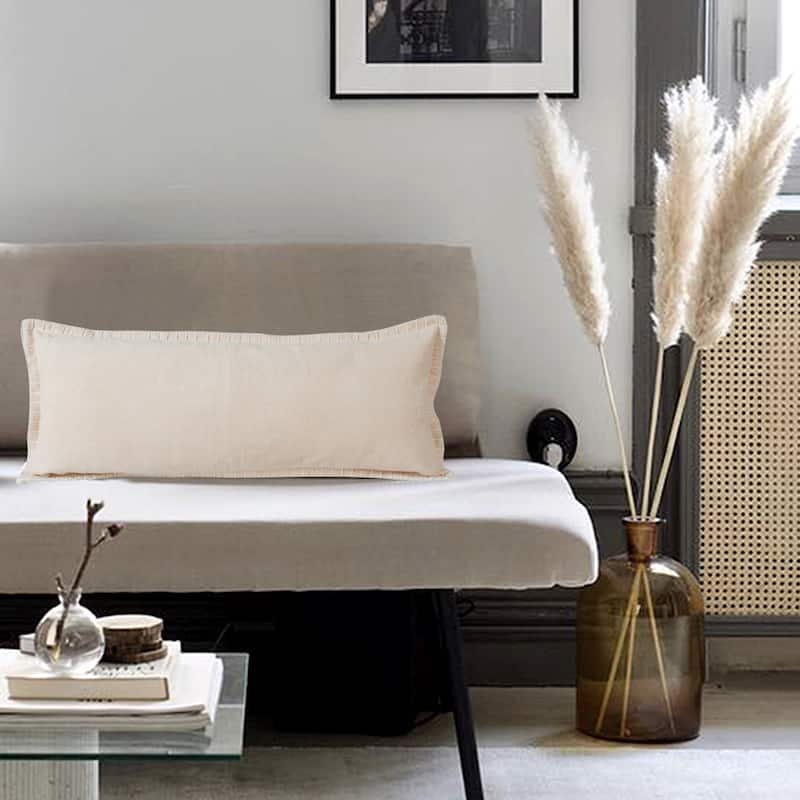 Sevita Guapo Casual Solid Stitched Edge Cotton Throw Pillow