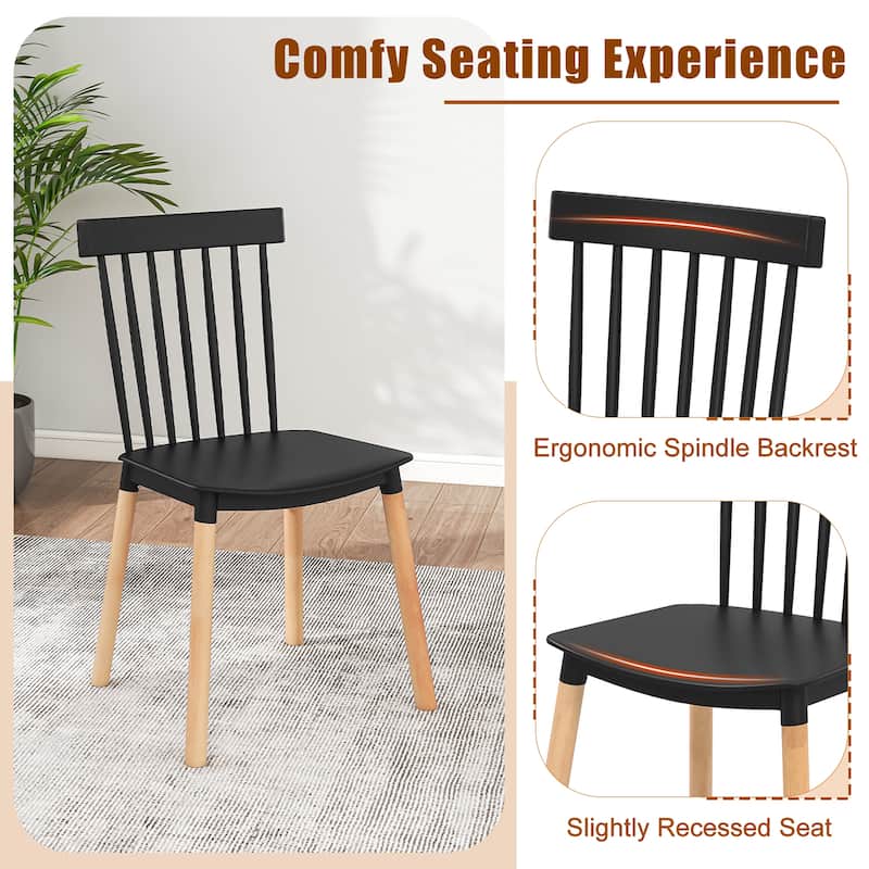 Gymax Set of 4 Windsor Dining Chairs Dining Chairs w/ Spindle Backs &