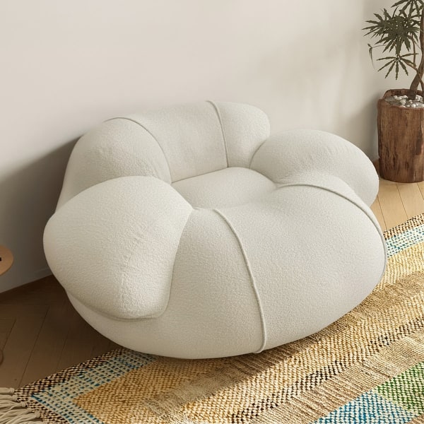 slide 2 of 7, WOWMAX Oversized Accent Chair, Comfy Round Sofa Chair, Deep Seat Armchair For Living Room Bedroom Reading Nook White - Medium