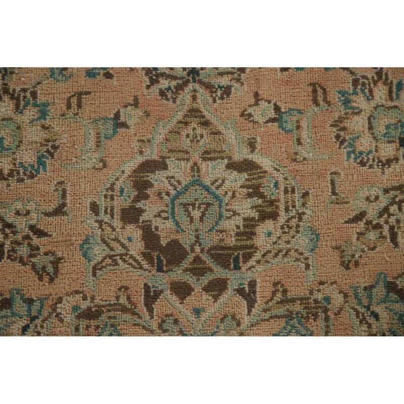 Hand Knotted Oriental 100% Wool Carpet Traditional Floral Peach Kashan Area Rug - 12' 5'' X 9' 5''
