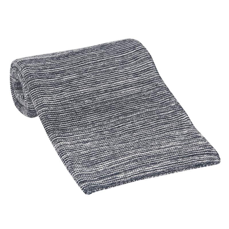 Lambs & Ivy Signature Blue/White 100% Cotton Marl Textured Knit Baby Blanket