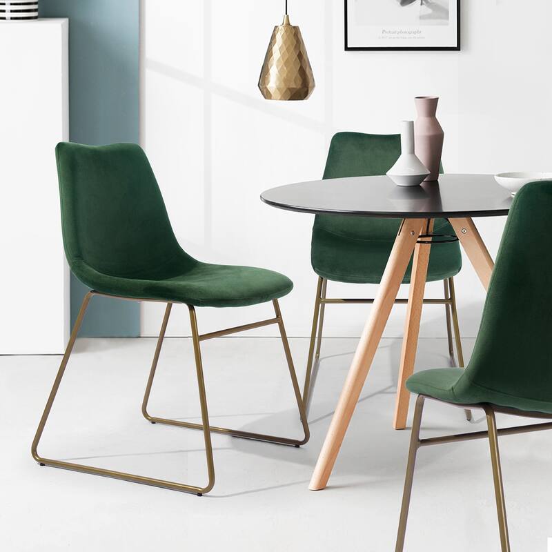 Homylin Batassel Velvet Dining Chairs, Upholstered Reception Chairs, with Metal Legs for Home Kitchen, Living Room(set of 2)