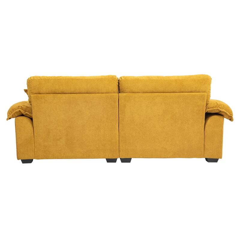 84" Yellow Chenille Loveseat Sofa with Memory Foam and 2 Pillows