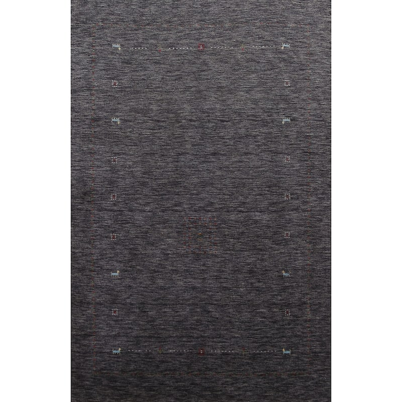 Gabbeh Indian Area Rug Hand-Knotted Grey Wool Carpet - 5'0" x 7'10"