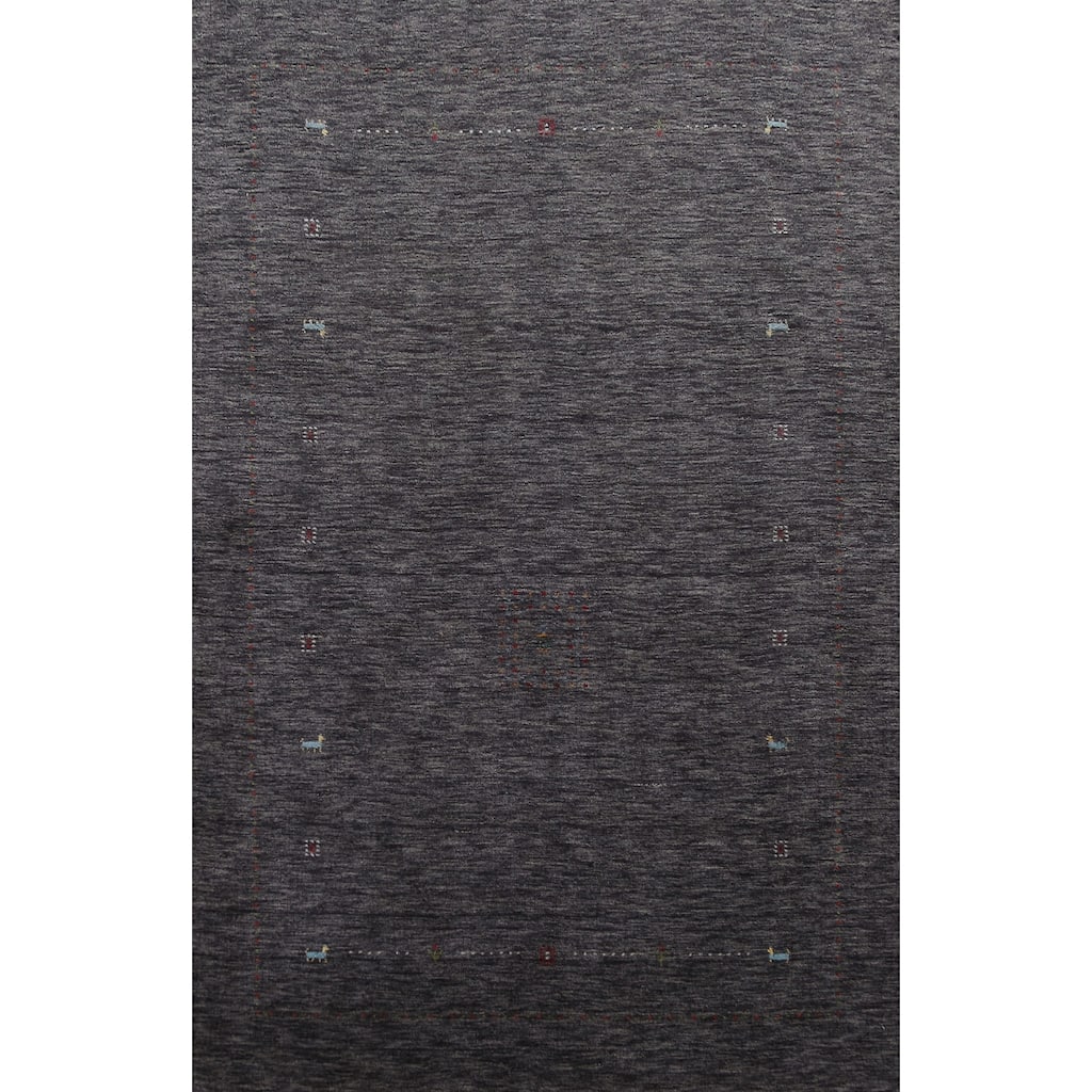 Gabbeh Indian Area Rug Hand-Knotted Grey Wool Carpet - 5'0" x 7'10"