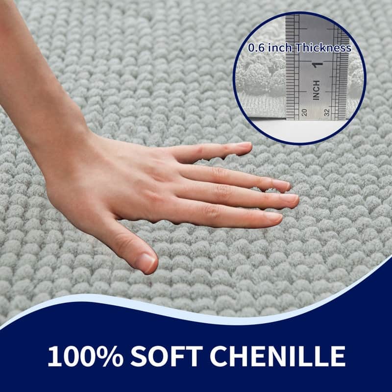 Subrtex Luxury Chenille Bath Rugs Soft Bathroom Mats