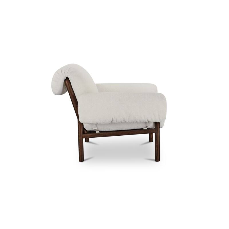 NADAAL STUDIOS Halden Lounge Chair, Spindle-Back Solid Ash Frame with Fold-Over Cushions, Ivory