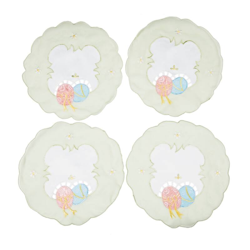 Egg Polyester Embroidered Round Doily 12Rnd Set of 4 - 8Rnd