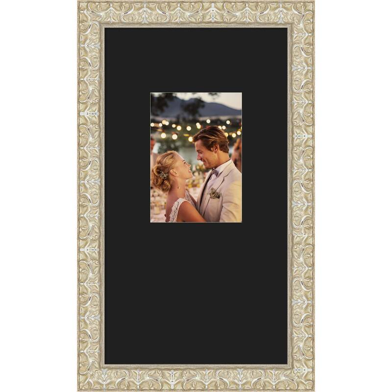Lila Picture Frame, Photo Frame - 10x18 Matted Black 5x7 - Lila Silver