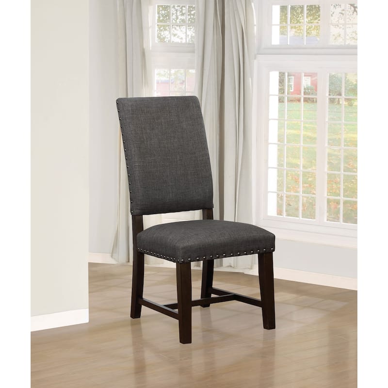 2pc Upholstered Dining Side Chair With Nailhead Accents
