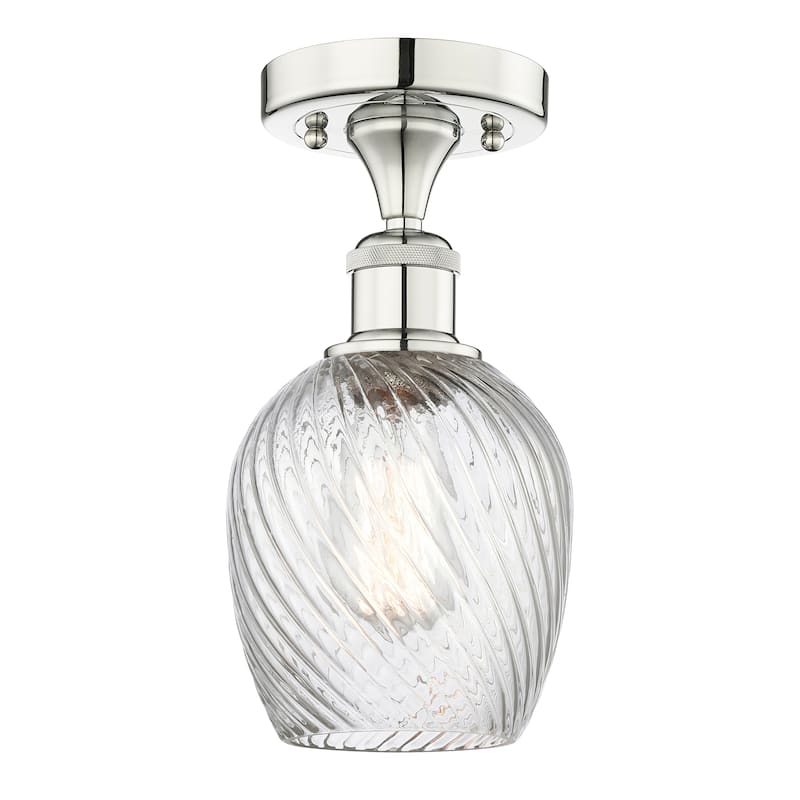 Innovations Lighting Edison Salina - 1 Light 5" Semi-Flush Mount - Polished Nickel/Clear Spiral Fluted