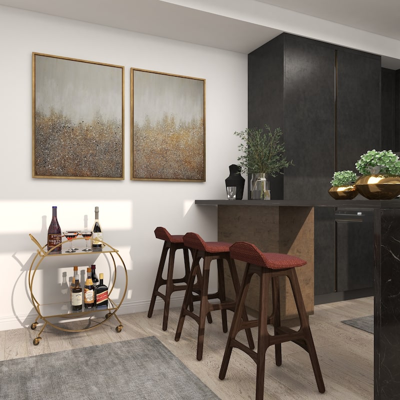 Metal Contemporary Bar Cart with Wheels