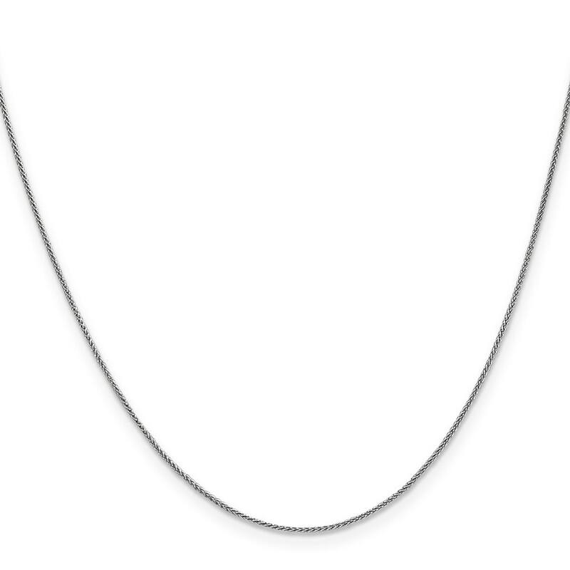 Curata Italian 14k White Gold 0.8mm Baby Wheat Chain Necklace (Lobster) Options: 16 18 20