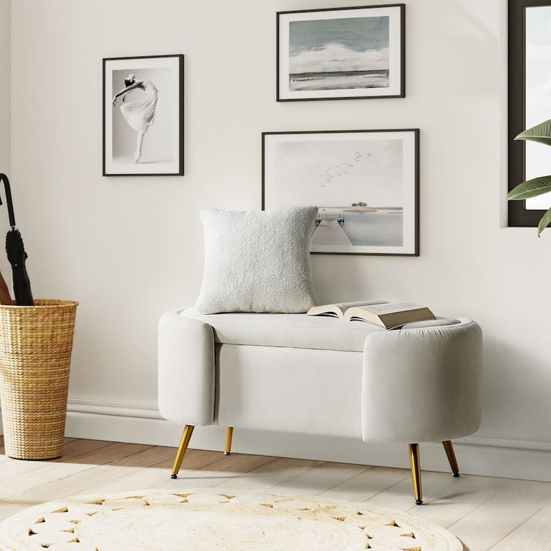 Clara 39.4" Wide Storage Bench with Metal Legs