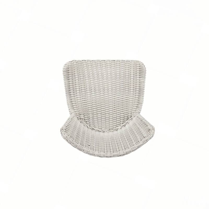 Outdoor Bar Stool, Wood with Wicker, Set of 2