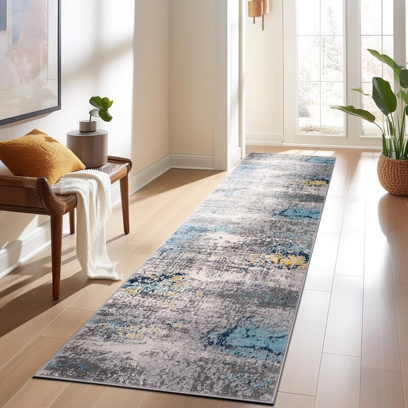 World Rug Gallery Geneva Contemporary Distressed Absract Area Rug