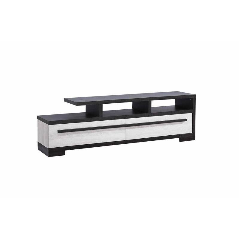 1pc Entertainment Console Modern Design Black Grey Wood Finish Open Shelf Two Spacious Drawers TV Stand