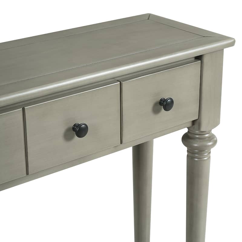 59" Retro Console Table with Open Shelf and 4 Drawers