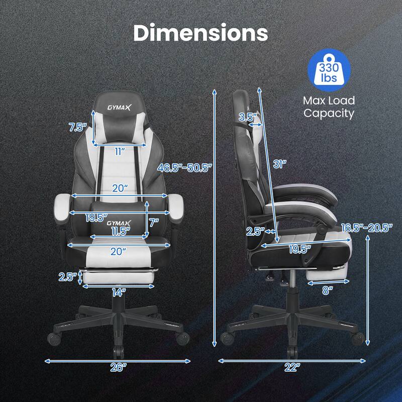 Gymax Gaming Chair w/ Headrest Reclining Backrest Lumber Support