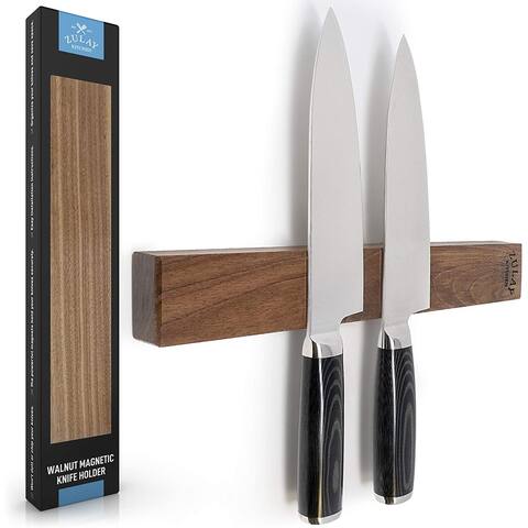 Zulay Kitchen Walnut Magnetic Knife Holder - Natural Walnut Hardwood