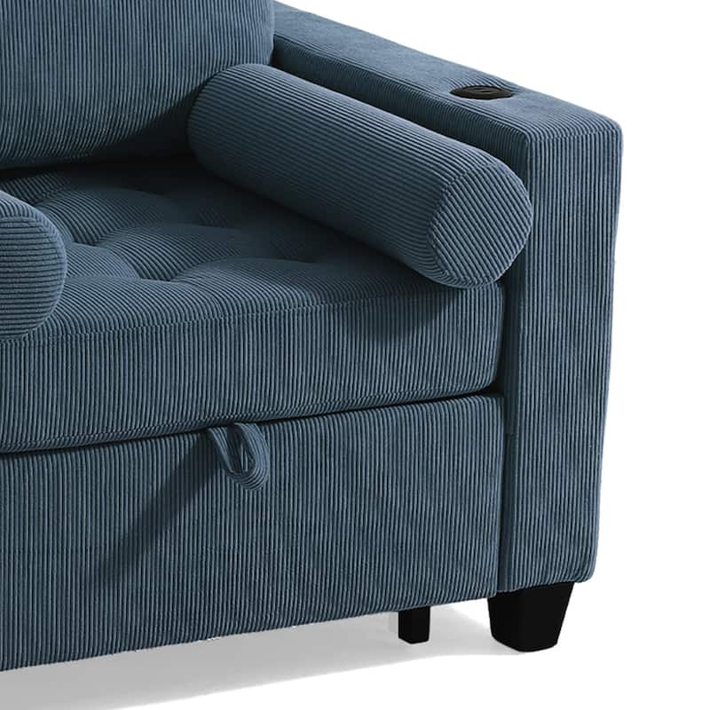 2 Set 3-in-1 Adjustable Recline Convertible Chair Bed Sleeper with USB Port
