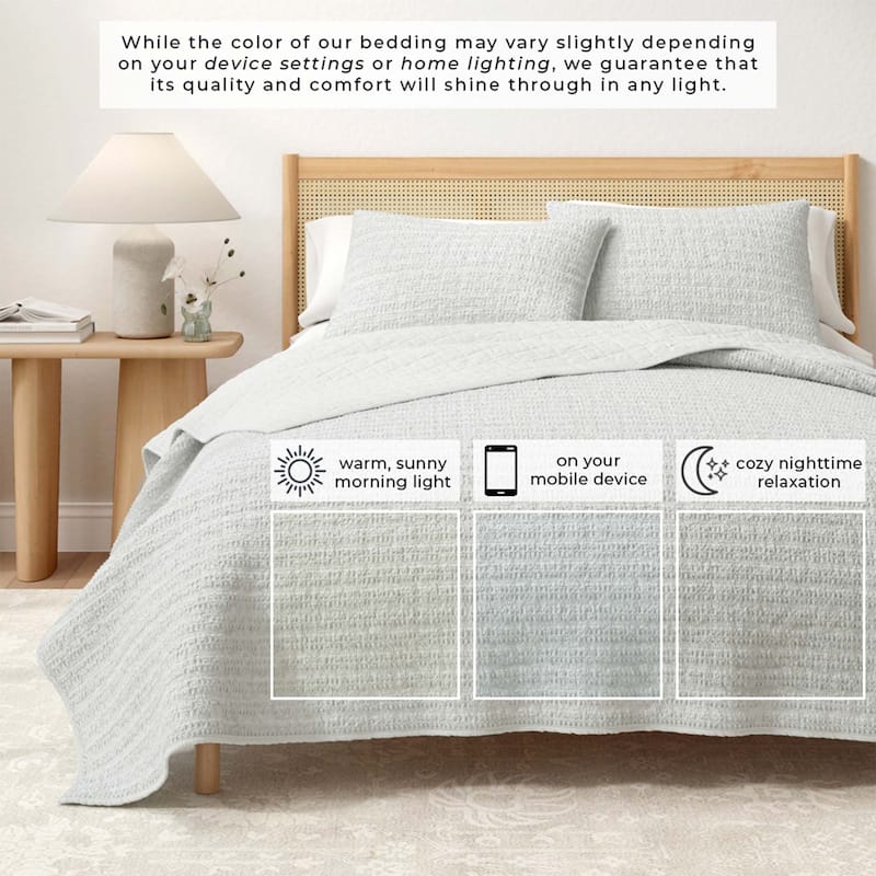 Linery & Co. Cotton Honeycomb Waffle Garment Washed Quilt Set
