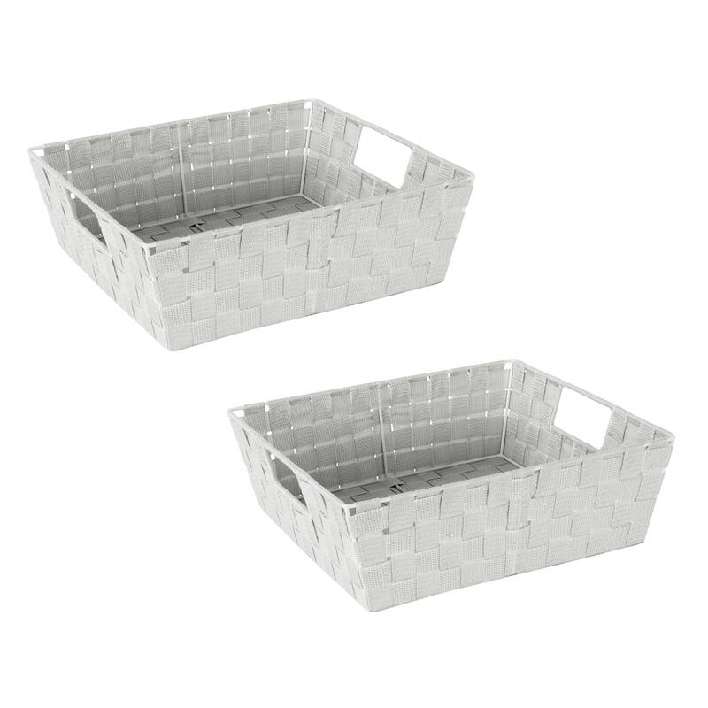 Simplify 2 Pack Storage Shelf Tote - 15"x 13"x 5" - Silver