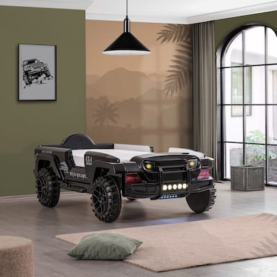 Zemo Novelty Twin Faux Leather Upholstered Off-Road SUV Bed with Light and Sound Functions by Furniture of America