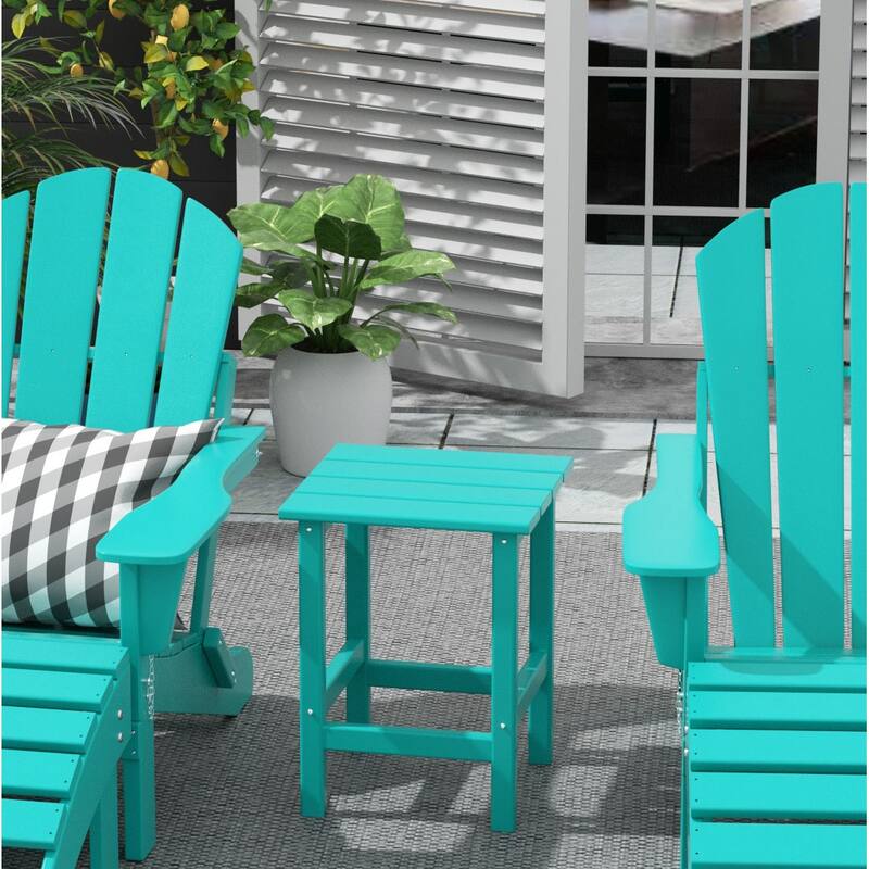 POLYTRENDS Laguna All Weather Poly Outdoor Side Table - Turquoise