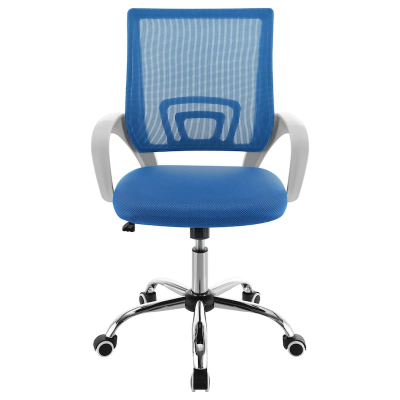 Fera Rolling Office Chair, Adjustable Chrome Base, Blue Mesh Fabric