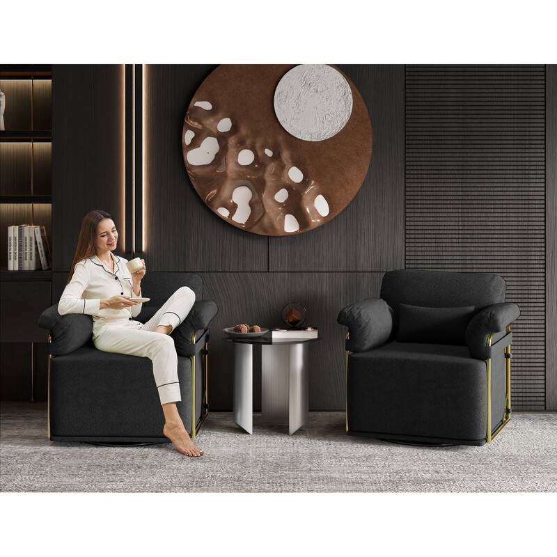 Upholstered 360 Degree Square Swivel Accent Sofa Chair
