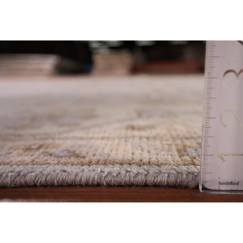Gray Oushak Indian Area Rug Handmade Transitional Wool Carpet - 8'1"x 9'10"