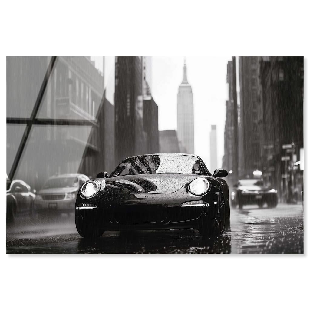 Driving in the Rain NYC Acrylic by Art Remedy, Ready to Hang