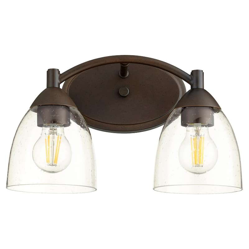 Quorum International Barkley 2 Light 14" Wide Vanity Light - Oiled Bronze / Clear Seeded