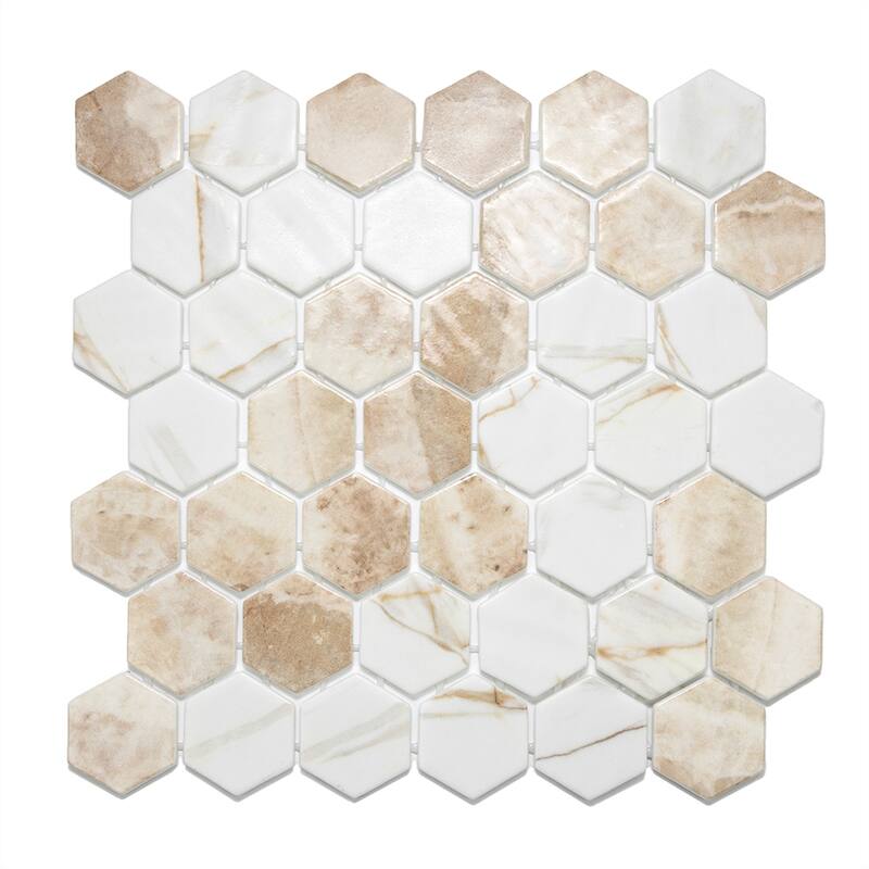 Eterna Hex 2x2 Glass Hexagon Mosaic Tile - Floor, Wall, Backsplash