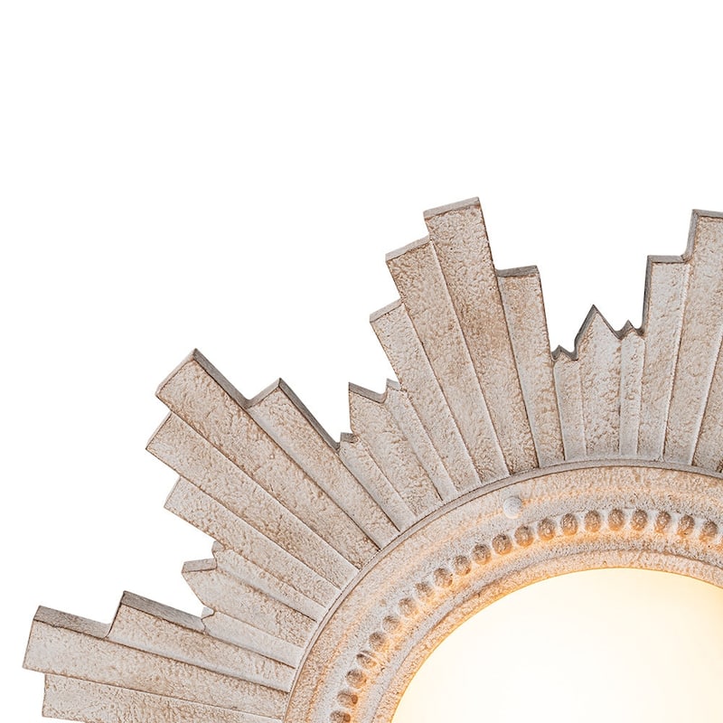 Antique Art Deco Wood Style Sunburst Flush Mount Light Wall Decor