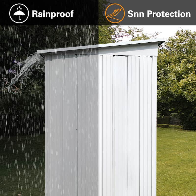 5'x4' Garden Storage Shed Galvanized Tool House with Lockable Door