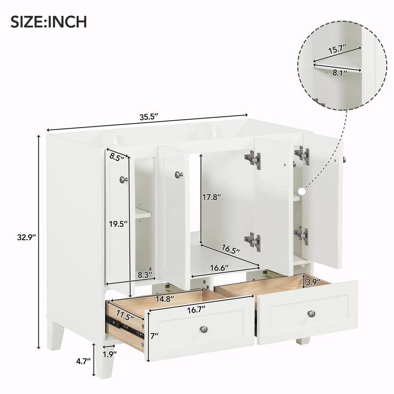 36'' Freestanding Bathroom Vanity with Resin Sink Combo