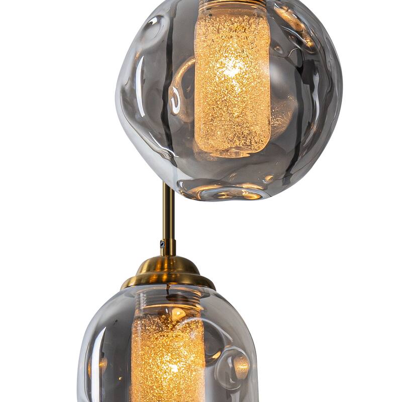 18" 6-Light Smoked Irregular Glass Round Pendant Light, Frosted Tubes