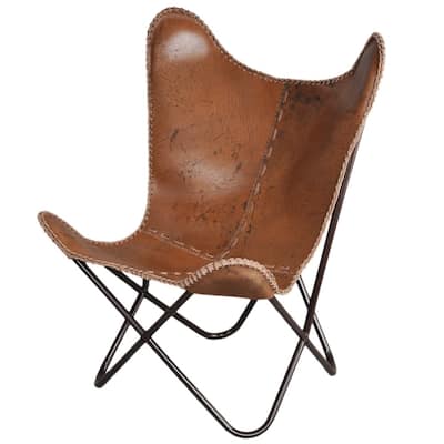 Anti-brown Butterfly Leather Chair