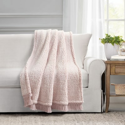 Lush Decor Sherpa Tassel Fringe Throw Blanket