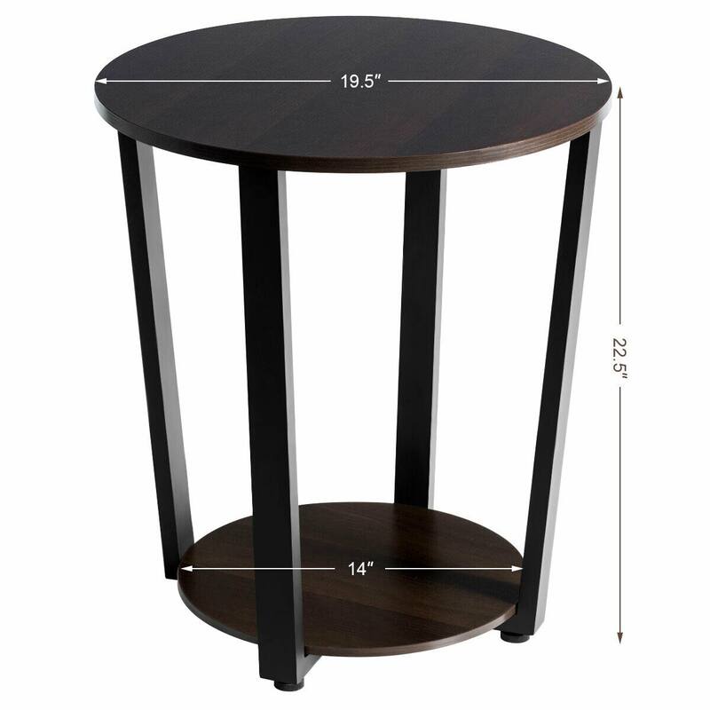 Modern 2-Tier End Table with Removable Shelf and Metal Frame - 19.5" x 19.5" x 22.5" (L x W x H)