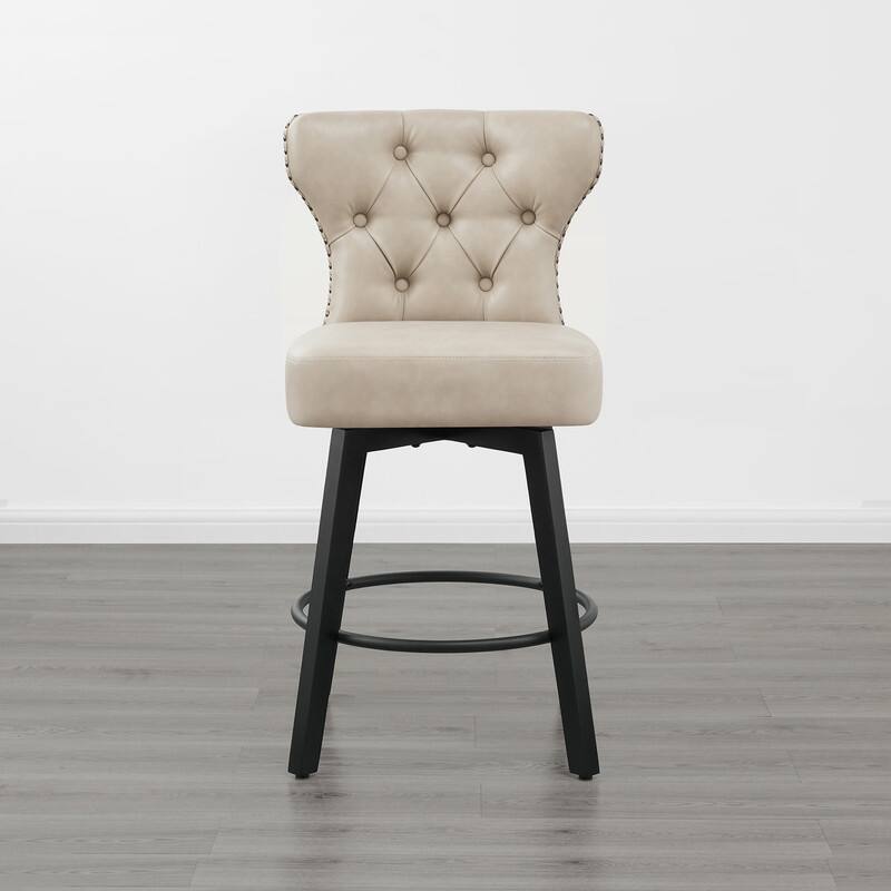 Logan Swivel Bar Stools Tufted Wingback with Nail Head