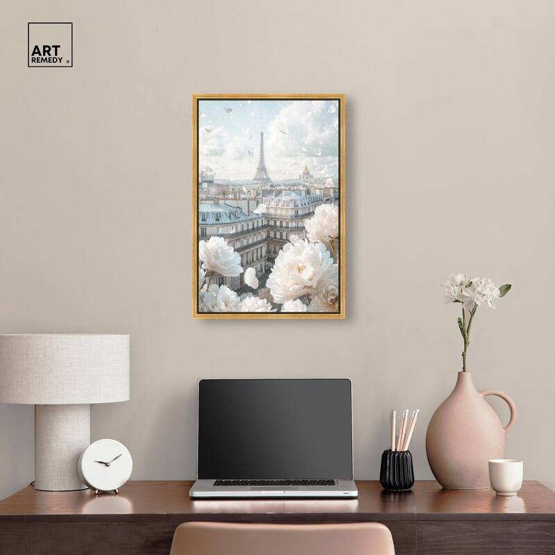 Peonies Over Paris Canvas by Art Remedy