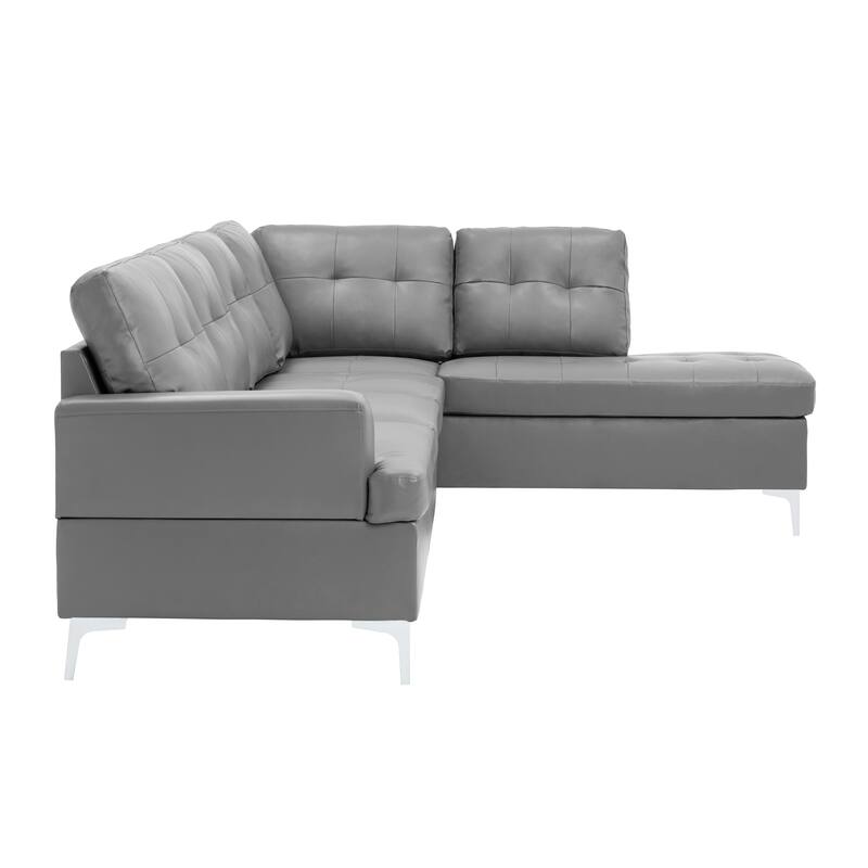 McCafferty Faux Leather Sectional Sofa with Ottoman