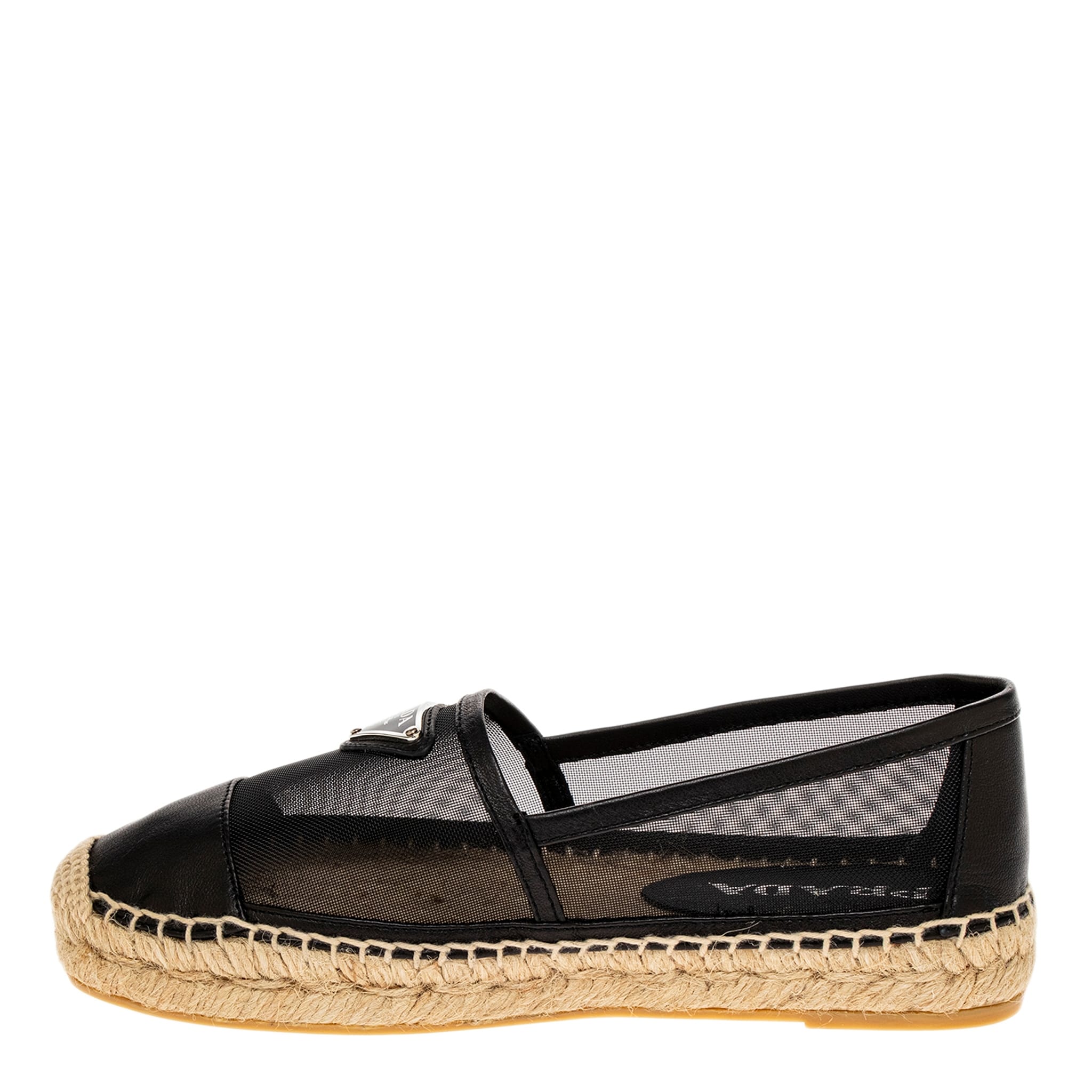 Prada Triangle Logo Espadrilles with Mesh - Overstock - 43005308