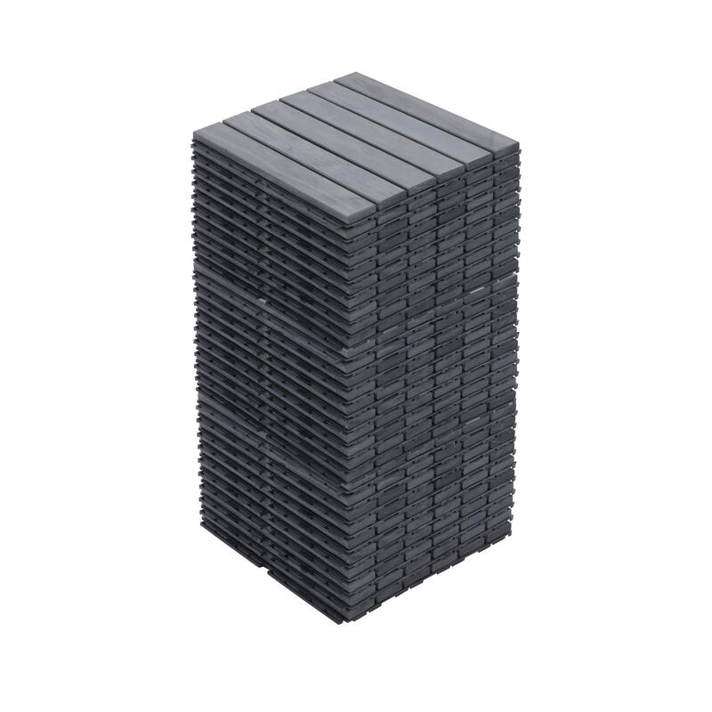 30 Pieces 12”x12” Acacia Wood Outdoor Deck Tiles Waterproof Mold Resistant Balcony Garden Floor